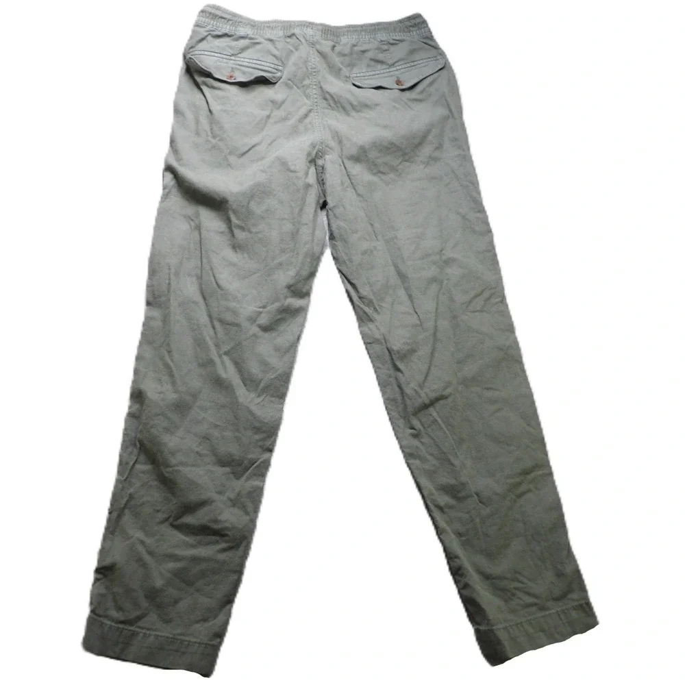 American Eagle Flex Linen Blend Pants Men S Green Drawstring Casual Straight Leg